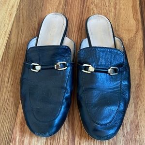 Black slides with gold buckle - Made in Italy